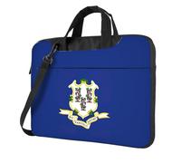 Aubnva Sac de travail léger et polyvalent avec imprimé drapeau de l'État du Connecticut pour ordinateur portable pour homme et femme, Noir , 13 inch