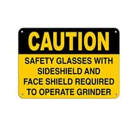Aubrey Hammond Panneau d'avertissement en aluminium avec inscription « Caution Required Safety Glasses and Face Shield to Operating » - 30,5 x 20,3 cm