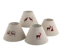 AUBRY GASPARD - Abat-Jour Cerfs - 4 Motifs Brodés Assortis - Idéal Lampes Salon ou Chambre - Touche Rustique et Élégante - Facile à Installer - Entretien Simple
