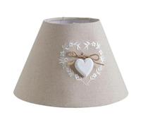 AUBRY GASPARD - Abat-Jour Coton Broderie Coeur - Décoration Bois - Structure Métal - Ambiance Romantique - Compatible Supports Lampe - Idéal Chambre Salon