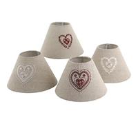AUBRY GASPARD - Abat-Jour Cœurs - Coton et Lin - Ø 22 cm, Hauteur 14 cm - Motifs Cœurs Brodés en Rouge et Blanc - Modèles Aléatoires - Design Naturel et Élégant - Équipement Électrique Non Fourni