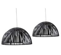 AUBRY GASPARD - Abat-Jour Suspension Bambou Noir - Lot de 2 Ajourés - Finition Laquée - Grand Ø 40 x 22 cm - Petit Ø 30 x 16 cm - pour Ambiance Naturelle Élégante