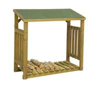 AUBRY GASPARD - Abri Bûches en Pin Naturel - Traitement Haute Qualité - Toit Bitumé - Dimensions 130 x 63 x 130 cm - Capacité 1 Stère - Sol Surélevé - Résistant aux Intempéries - Livré en Kit à Monter