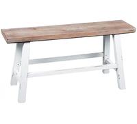 AUBRY GASPARD - Banc Blanc Bois Naturel Baki - Finition Vieillie - Longueur 92 cm, Profondeur 32 cm, Hauteur 45 cm - Siège d'Appoint/Décoration - Livré en Kit - Recyclable
