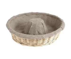 AUBRY GASPARD - Banneton Couronne Entoilé en Osier Blanc Ø30 H8,5 cm - Doublé 100% Lin - Idéal pour Une Cuisson Parfaite du Pain - Couleur Blanche - Taille 30 cm