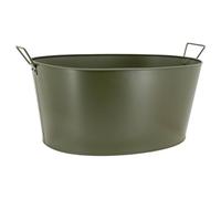 AUBRY GASPARD - Bassine Métal Kaki Cargo - Style Industriel/Vintage - 51 x 38.5 x 23 cm - Contenance 20 L - Finition Mate - 2 Anses Mobiles - Usage Intérieur/Extérieur Jardin Maison