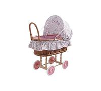 AUBRY GASPARD - Berceau Poupée Osier Buff - Chariot Bois - Roues Plastique - Hauteur 52 cm - Longueur 48 cm - Jouet Dès 4 Ans - Décoratif et Naturel - Livré Monté