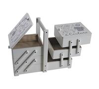 AUBRY GASPARD - Boite à Couture Créative en Bois Laqué - 36x16x29 cm - avec Poignée - Système Rangement Escalier - 6 Espaces de Rangement - Idéale pour Organiser Matériel de Couture