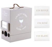 AUBRY GASPARD - Boite à Cubi 3L en Bois - 19.5 x 12 x 23 cm - Étiquettes Vin Rouge, Blanc, Rosé - Poignée Polyuréthane - Idéal Dégustations et Réceptions