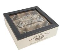 AUBRY GASPARD - Boîte à Thé 9 Compartiments - Bois et Verre - 24x24x8 cm - Noire et Marron - Livré Monté - Poids 0.88 kg - Idéale pour Organiser et Conserver Vos Infusions