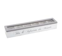 AUBRY GASPARD - Boîte À Thé en Bois Laqué 6 Compartiments - Design Élégant - Dimensions 42,5X9X7 cm - Parfaite pour Organiser Vos Sachets De Thé - Couleur : Bois Laqué - Taille : Standard