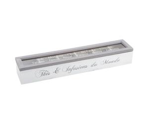 AUBRY GASPARD - Boîte À Thé en Bois Laqué 6 Compartiments - Design Élégant - Dimensions 42,5X9X7 cm - Parfaite pour Organiser Vos Sachets De Thé - Couleur : Bois Laqué - Taille : Standard