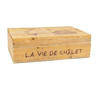 AUBRY GASPARD - Boîte À Thé en Pin Décor Chalet - 6 Compartiments - Design Rustique - Dimensions 235X15X7 cm - Pratique et Élégante - Couleur Pin - Taille Compacte