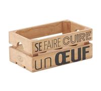 AUBRY GASPARD - Boîte à Œufs Bois Naturel - 6 Compartiments - 20x12x8.5 cm - Inscription Humoristique Se Faire Cuire Un Œuf - Poignées Passe-Doigts - Idéale Rangement Conservation