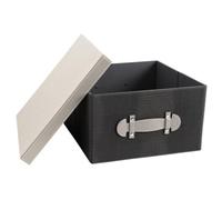 AUBRY GASPARD - Boîte Pliable Rectangulaire en Polyuréthane Texturé Bicolore avec Couvercle et Anse - Idéale pour Le Rangement - Dimensions 36X36X21 cm - Couleur Naturel