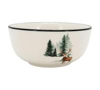 AUBRY GASPARD - Bols Cerf et Sapin en Porcelaine - Lot de 6 - Ø 14 cm x Hauteur 6 cm - Contenance 510 ML - Compatibles Micro-Ondes et Lave-Vaisselle - Style Fait Main pour Cuisine et Arts de la Table