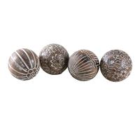 AUBRY GASPARD - Boules en Manguier - 4 Motifs Assortis - Accessoires de Décoration Maison - Idéal pour Intérieur et Extérieur - Design Naturel et Élégant - Vendu à l'unité en Motifs Assortis