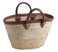 AUBRY GASPARD Cabas en Palmier poignées et Bord en Cuir