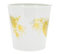 AUBRY GASPARD - Cache-Pot en Métal Crème Décor Pommes De Pin - Ø13-95 H125 - Design Élégant et Durable pour Plantes D'Intérieur et D'Extérieur - Couleur Crème - Taille Ø13 cm