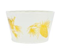 AUBRY GASPARD - Cache-Pot en Métal Crème Décor Pommes De Pin Ø15-11 H9 - Finition Élégante et Naturelle - Idéal pour Plantes D'Intérieur - Durable et Facile À Entretenir - Crème - Ø15 cm