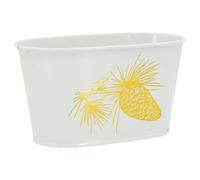 AUBRY GASPARD - Cache-Pot en Métal Crème Décor Pommes De Pin - 15X8X8 cm - Élégant et Durable - Parfait pour Petites Plantes - Intérieur Moderne Ou Rustique - Crème - 15X8X8 cm