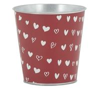 AUBRY GASPARD - Cache-Pot en Métal Décor Imprimé Coeurs - Ø13-9,5 H13 - Design Élégant et Moderne - Idéal pour Intérieur et Extérieur - Facile À Entretenir - Couleur Naturel - Taille 13 cm