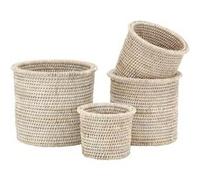 Aubry Gaspard - Cache-pot en rotin patiné blanc (lot de 4) blanc G