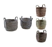 AUBRY GASPARD - Cache-Pots en Jacinthe TeintÈe - Lot 3 avec 2 Anses - Coloris Assortis Bordeaux, Vert, Bleu, Gris - 3 Tailles DiffÈrentes - DÈcoration Jardin/IntÈrieur - …lÈgant/Fonctionnel