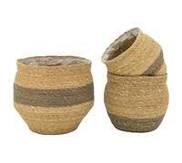 AUBRY GASPARD - Cache-Pots en Jonc Brun - Série de 3 Tailles - Ø 36 cm x Hauteur 33 cm - Jonc Naturel Tressé avec Doublure Plastique - Idéal pour Plantes Intérieures - Poids 2 kg - Artisanat Élégant