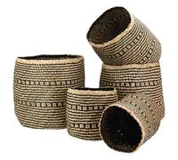 AUBRY GASPARD - Cache-Pots en Jonc Teinté - Série de 5 - Motif Graphique - Idéal Jardin/Fleuristerie - Sublime Plantes Intérieur/Extérieur - Décoration Élégante et Naturelle