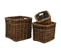 AUBRY GASPARD - Caches-Pots en Osier Brut Naturel - Série De 3 avec Poignées en Corde - Décoration Intérieure Écologique - Naturelle - Variée - Idéale pour Cuisine et Salon