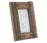 AUBRY GASPARD - Cadre Photo en Bois avec Décor Abstrait - Bois Recyclé et Verre - pour Photo 10 x 15 cm - Longueur 18 cm x Hauteur 23 cm - 2 Accroches - Format Paysage/Portrait - À Accrocher ou Poser