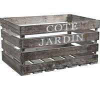 AUBRY GASPARD - Caisse Bois Côté Jardin - Patiné Marron/Gris - 55x36x30 cm - Idéale Agencement Magasin ou Décoration Intérieure - Légère et Pratique à Déplacer
