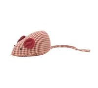 AUBRY GASPARD - Cale-Porte Coton Vichy Rouge Beige - Forme Souris - 21 x 10 x 10 cm - Poids 1,5 kg - Idéal Chambre Enfant Salle de Jeu - Pratique Décoratif