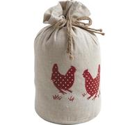 AUBRY GASPARD - Cale-Porte en Coton et Lin - Motif Poules - Ø 13 cm x Hauteur 20 cm - Poids 1,5 kg - Idéal pour Maintenir Les Portes Ouvertes avec Style Rustique et Décoratif