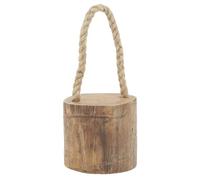 AUBRY GASPARD - Cale-Porte Rond en Teck Naturel avec Anse en Corde - Ø 19 cm x Hauteur 14 cm - Fabrication Artisanale - Pratique et Esthétique - Idéal pour Maison et Décoration Intérieure