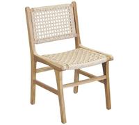 AUBRY GASPARD - Chaise en Teck Naturel - Assise et Dossier en Rotin Synthétique - Prêt À Monter - Dimensions 52X59X87 cm - Hauteur D'Assise 47,5 cm - Couleur Naturelle - Taille Standard