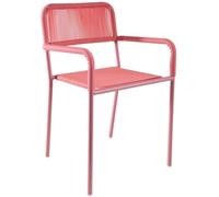 AUBRY GASPARD - Chaise Enfant en Métal et Polyrésine - Rose - Finition Laquée - avec Accoudoirs - Hauteur d'Assise 34 cm - Longueur 38 cm, Largeur 37 cm, Hauteur 57 cm - Idéale pour Chambre Enfant