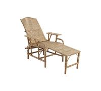 AUBRY GASPARD - Chaise Longue Manau et Rotin - Dossier Réglable 4 Positions - Pliante et Extensible - Confort Optimal - Dimensions 175x76x60 cm - Poids 8 kg - Entretien Facile