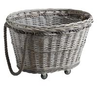 AUBRY GASPARD - Chariot à Bûches Éclisse Grise Jute - 63x42x50 cm - Livré Monté - Design Élégant et Fonctionnel - roulettes Robustes - Poignée Ergonomique - Stockage Pratique et Esthétique