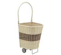 AUBRY GASPARD - Chariot À Bûches en Osier 2 Tons - 45X43X46 cm - Fond Plein Anti-Poussière - Design Élégant et Pratique pour Cheminée - Salon Ou Jardin - Beige et Marron - Taille Standard
