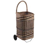 AUBRY GASPARD - Chariot à Bûches en Osier Foncé sur roulettes - Osier Naturel Noir et Blanc - Panier 44x44x65 cm - Hauteur Totale 106 cm - Anse Inarrachable - Fond Antipoussière - Roues Caoutchouc