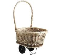 AUBRY GASPARD Chariot en Osier Brut et Blanc sur roulettes