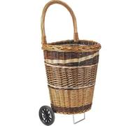 AUBRY GASPARD - Chariot Course Osier Bicolore - 45x36x90 cm - Élégant et Raffiné - Ø Intérieur Bas 22 cm, Haut 31,5 cm - Couleur Variable - Idéal Courses et Sorties Quotidiennes