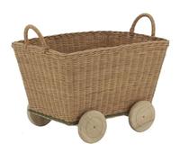 AUBRY GASPARD - Chariot en Rotin Naturel - Fond et roulettes en Bois - Coloris Caramel - 45 x 35 x 25 cm - avec Anses - Léger et Pratique - Idéal pour Rangement et Mobilité dans la Maison