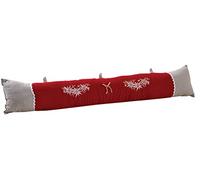 AUBRY GASPARD - Chien de Porte Edelweiss - Rouge - Coton et Lin - Garniture en Fibre de Polyester - Longueur 85 cm x Hauteur 15 cm - Léger 0,38 kg - Idéal pour Isoler du Froid et Décorer Intérieur