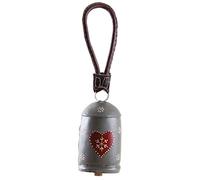 AUBRY GASPARD - Cloche en Métal avec Cœur - Finition Peinte Gris Marron - Ø 10 x Hauteur 35 cm (sans Sangle 20 cm) - Suspension en Cuir - Élégante Décoration Murale - Poids 0,42 kg