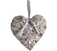 AUBRY GASPARD - Coeur Bois à Suspendre - Décoration Murale - 30 x 30 cm - Bois et Osier - Léger 0.30 kg - Élément Décoratif Intérieur - pour Touche Naturelle et Chaleureuse