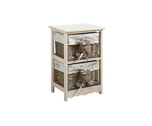 AUBRY GASPARD - Commode 2 Tiroirs Hippopotames - Bois/Osier Laqué Gris - Doublure Coton - 41x32x63 cm - Décor Tête d'Hippopotame Peluche - Rangement Enfant Pratique