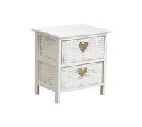 AUBRY GASPARD - Commode Blanche 2 Tiroirs avec Découpes Cœurs - Medium et Corde - Dimensions 40 x 29 x 42 cm - Livrée Montée - Élégance et Tendresse pour Chambre - Rangement Fonctionnel et Décoratif